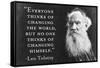 Everyone Thinks Of Changing World... Not Himself - Tolstoy Quote Poster-Ephemera-Framed Stretched Canvas