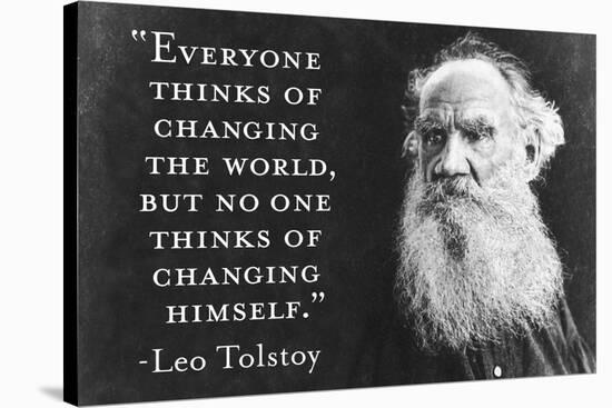 Everyone Thinks Of Changing World... Not Himself - Tolstoy Quote Poster-Ephemera-Stretched Canvas