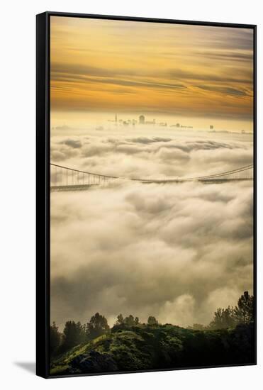 Everything Went Magical, Sunrise Fog Envelopes Golden Gate Bridge, San Francisco-Vincent James-Framed Stretched Canvas