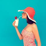 Sensual Girl with a Summer Cocktail-Evgeniya Porechenskaya-Photographic Print