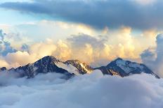 Alpine Landscape with Peaks Covered by Snow and Clouds-Evgeny Bakharev-Photographic Print