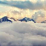 Alpine Landscape with Peaks Covered by Snow and Clouds-Evgeny Bakharev-Photographic Print