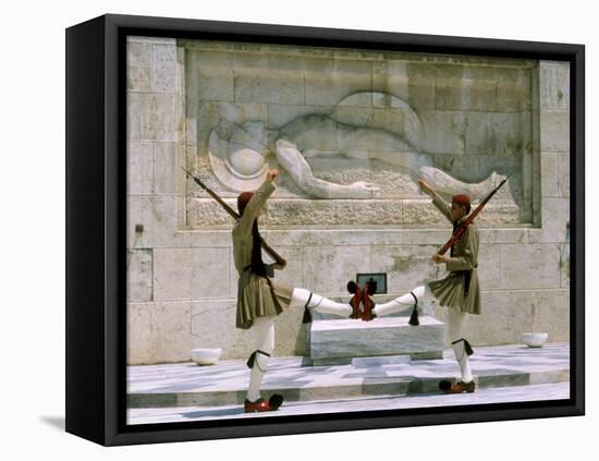 Evzones Guards in Front of Greek Parliament Building, Syntagma Square, Athens, Greece, Europe-Richardson Rolf-Framed Stretched Canvas