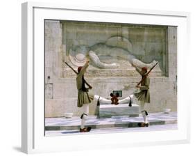 Evzones Guards in Front of Greek Parliament Building, Syntagma Square, Athens, Greece, Europe-Richardson Rolf-Framed Photographic Print