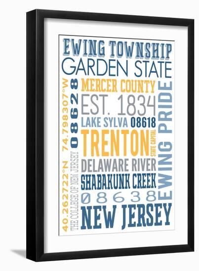 Ewing Township, New Jersey - Typography-Lantern Press-Framed Art Print