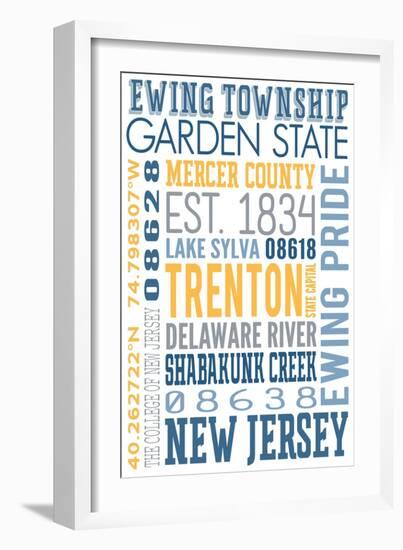 Ewing Township, New Jersey - Typography-Lantern Press-Framed Art Print