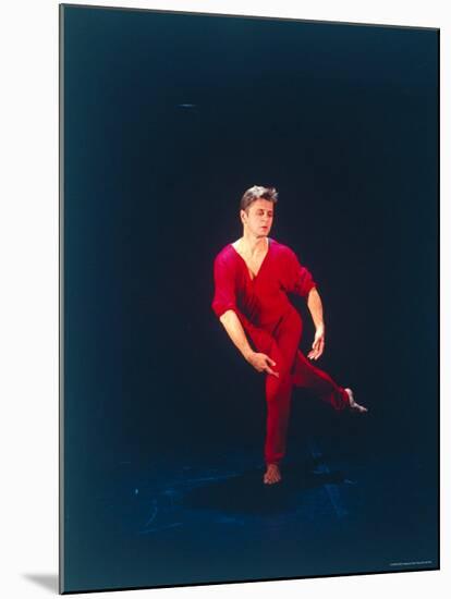 Ex-American Ballet Director Mikhail Baryshnikov Practicing Moves from Merce Cunningham's "Signals"-Ted Thai-Mounted Premium Photographic Print