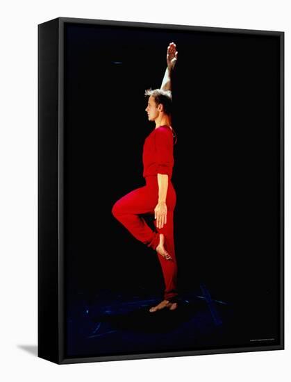 Ex-American Ballet Director Mikhail Baryshnikov Practicing Moves from Merce Cunningham's "Signals"-Ted Thai-Framed Stretched Canvas