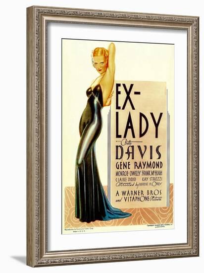 Ex-Lady, Bette Davis on midget window card, 1933-null-Framed Art Print