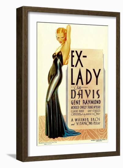 Ex-Lady, Bette Davis on midget window card, 1933-null-Framed Art Print