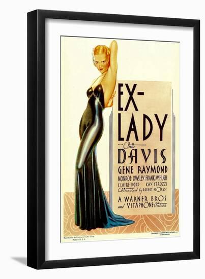 Ex-Lady, Bette Davis on midget window card, 1933-null-Framed Art Print