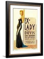 Ex-Lady, Bette Davis on midget window card, 1933-null-Framed Art Print