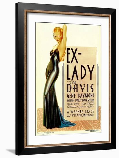 Ex-Lady, Bette Davis on midget window card, 1933-null-Framed Art Print