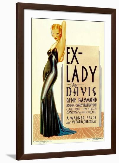 Ex-Lady, Bette Davis on midget window card, 1933-null-Framed Art Print