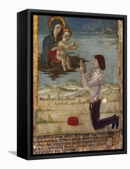 Ex-Voto Depicting Madonna and Child with Man on His Knees Praying, Abbey of St Maria Del Monte-null-Framed Stretched Canvas