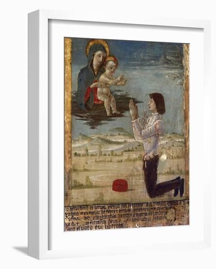 Ex-Voto Depicting Madonna and Child with Man on His Knees Praying, Abbey of St Maria Del Monte-null-Framed Giclee Print