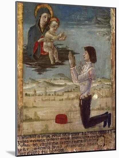 Ex-Voto Depicting Madonna and Child with Man on His Knees Praying, Abbey of St Maria Del Monte-null-Mounted Giclee Print