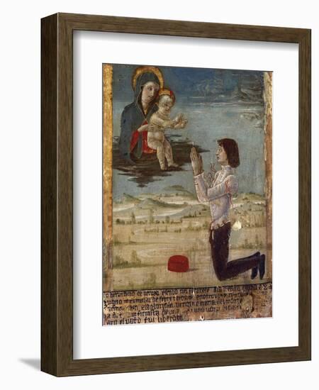 Ex-Voto Depicting Madonna and Child with Man on His Knees Praying, Abbey of St Maria Del Monte-null-Framed Giclee Print