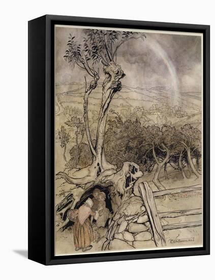 Exactly Where the Rainbow Ends, 1914-Arthur Rackham-Framed Stretched Canvas