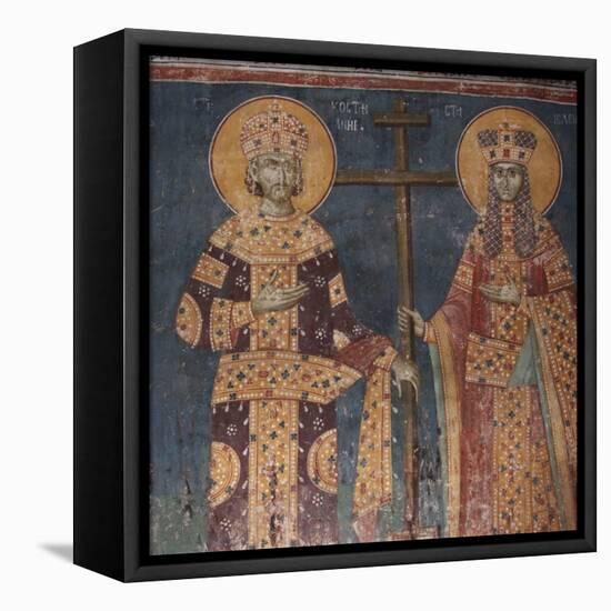 Exaltation of the Cross. Saints Constantine the Great and Helena, 1321-1322-null-Framed Stretched Canvas