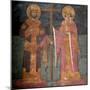 Exaltation of the Cross. Saints Constantine the Great and Helena, Ca 1350-null-Mounted Giclee Print