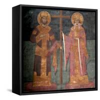 Exaltation of the Cross. Saints Constantine the Great and Helena, Ca 1350-null-Framed Stretched Canvas