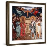 Exaltation of the Holy Cross, Emperor Heraclius and Patriarch Zacharias, 1494-Philippos Goul-Framed Giclee Print