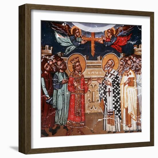 Exaltation of the Holy Cross, Emperor Heraclius and Patriarch Zacharias, 1494-Philippos Goul-Framed Giclee Print