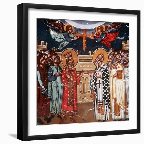 Exaltation of the Holy Cross, Emperor Heraclius and Patriarch Zacharias, 1494-Philippos Goul-Framed Giclee Print