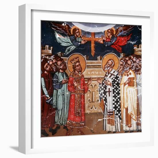 Exaltation of the Holy Cross, Emperor Heraclius and Patriarch Zacharias, 1494-Philippos Goul-Framed Giclee Print