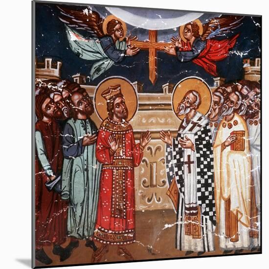 Exaltation of the Holy Cross, Emperor Heraclius and Patriarch Zacharias, 1494-Philippos Goul-Mounted Giclee Print