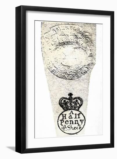 Example of Stamps Forced on the Colonies under the Stamp Act Before the American Revolution-null-Framed Giclee Print