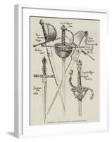 Examples of Sixteenth Century Rapiers and Daggers-null-Framed Giclee Print