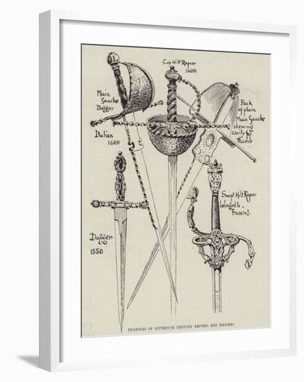 Examples of Sixteenth Century Rapiers and Daggers-null-Framed Giclee Print