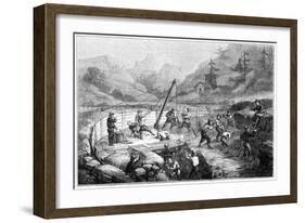 Excavating and Washing of Sands at the Bottom of a River, California, 19th Century-Gustave Adolphe Chassevent-Bacques-Framed Giclee Print