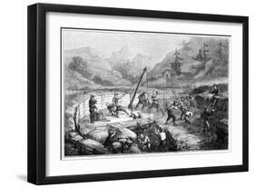 Excavating and Washing of Sands at the Bottom of a River, California, 19th Century-Gustave Adolphe Chassevent-Bacques-Framed Giclee Print