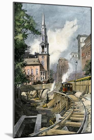 Excavating Park Street Subway Station, Boston, 1896-null-Mounted Giclee Print