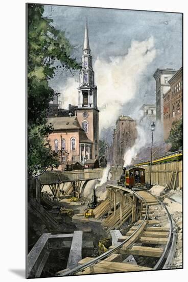 Excavating Park Street Subway Station, Boston, 1896-null-Mounted Giclee Print