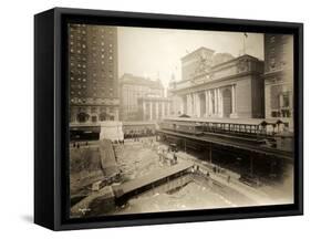 Excavation Site at 42nd Street and Park Avenue, New York, c.1920-Byron Company-Framed Stretched Canvas