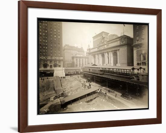 Excavation Site at 42nd Street and Park Avenue, New York, c.1920-Byron Company-Framed Giclee Print