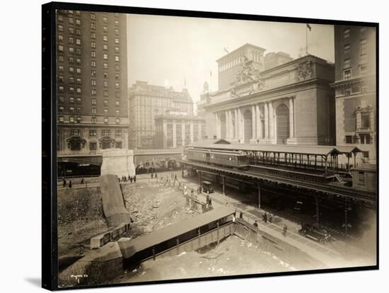 Excavation Site at 42nd Street and Park Avenue, New York, c.1920-Byron Company-Stretched Canvas