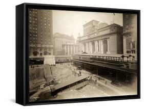 Excavation Site at 42nd Street and Park Avenue, New York, c.1920-Byron Company-Framed Stretched Canvas