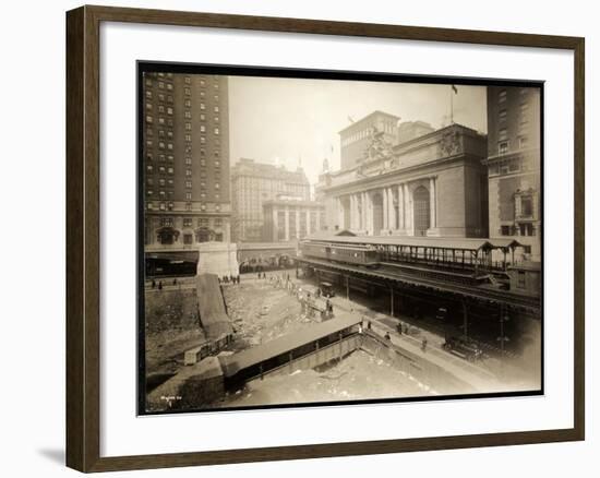 Excavation Site at 42nd Street and Park Avenue, New York, c.1920-Byron Company-Framed Giclee Print