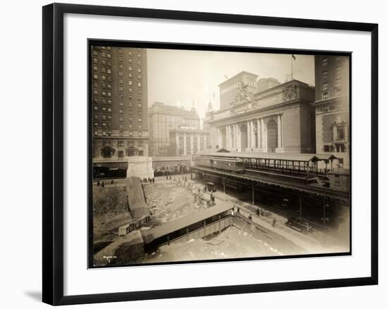 Excavation Site at 42nd Street and Park Avenue, New York, c.1920-Byron Company-Framed Giclee Print