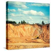 Excavator on a Sand Quarry-brickrena-Stretched Canvas