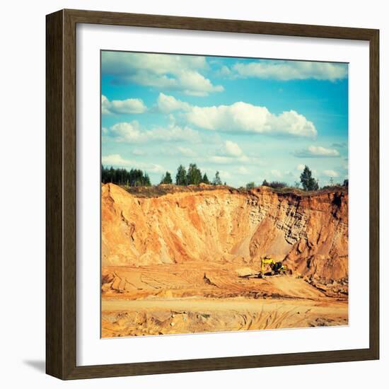 Excavator on a Sand Quarry-brickrena-Framed Photographic Print