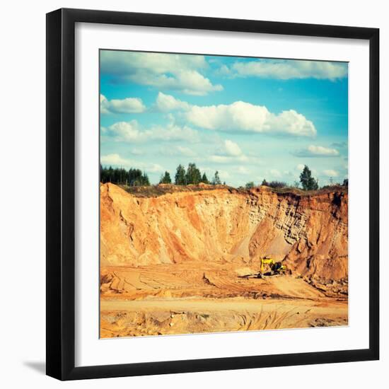 Excavator on a Sand Quarry-brickrena-Framed Photographic Print