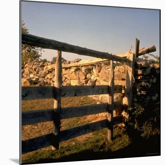 Excellent Detail of a Fieldstone Fence, a Good Example of Early American Masonry-Walker Evans-Mounted Photographic Print