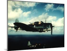 Excellent in Flight of US Navy Douglas Sbd "Dauntless" Torpedo Dive Bomber-null-Mounted Photographic Print