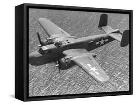 Excellent of a B-25 Mitchell Bomber in Flight-null-Framed Stretched Canvas